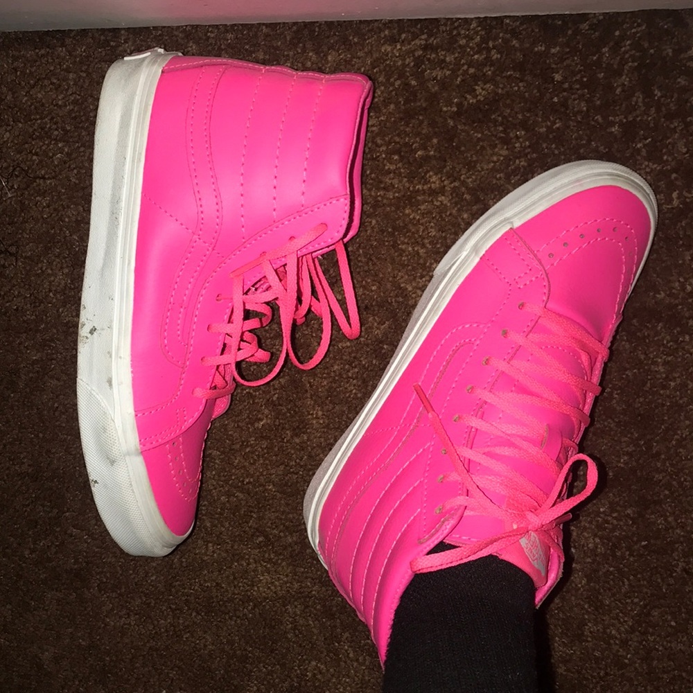COPY - LEATHER NEON PINK VANS SNEAKERS